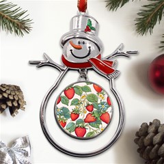 Strawberry Fruit Metal Snowman Ornament