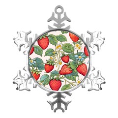 Strawberry Fruit Metal Small Snowflake Ornament by Amaryn4rt