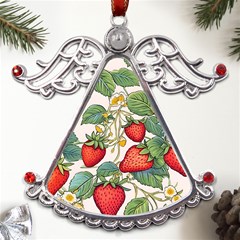 Strawberry Fruit Metal Angel With Crystal Ornament