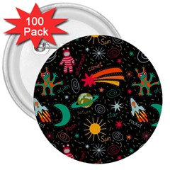 Seamless Pattern Space 3  Buttons (100 Pack)  by Amaryn4rt