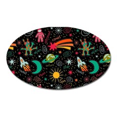 Seamless Pattern Space Oval Magnet by Amaryn4rt