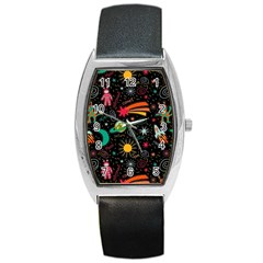 Seamless Pattern Space Barrel Style Metal Watch by Amaryn4rt