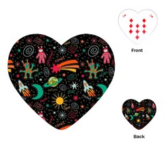 Seamless Pattern Space Playing Cards Single Design (heart)