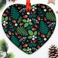 Pattern Forest Leaf Fruits Flowers Motif Ornament (heart)