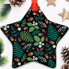 Pattern Forest Leaf Fruits Flowers Motif Ornament (star) by Amaryn4rt