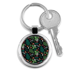 Pattern Forest Leaf Fruits Flowers Motif Key Chain (round) by Amaryn4rt