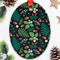 Pattern Forest Leaf Fruits Flowers Motif Oval Ornament (two Sides) by Amaryn4rt