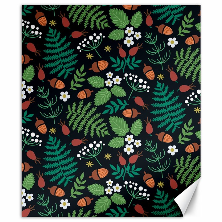 Pattern Forest Leaf Fruits Flowers Motif Canvas 8  x 10 