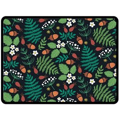 Pattern Forest Leaf Fruits Flowers Motif Fleece Blanket (large) by Amaryn4rt