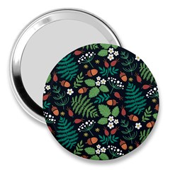 Pattern Forest Leaf Fruits Flowers Motif 3  Handbag Mirrors by Amaryn4rt