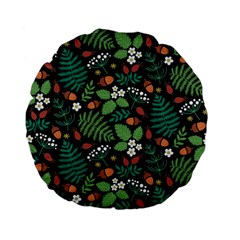 Pattern Forest Leaf Fruits Flowers Motif Standard 15  Premium Flano Round Cushions by Amaryn4rt