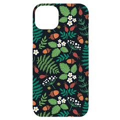 Pattern Forest Leaf Fruits Flowers Motif Iphone 14 Plus Black Uv Print Case by Amaryn4rt