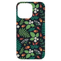 Pattern Forest Leaf Fruits Flowers Motif Iphone 14 Pro Max Black Uv Print Case by Amaryn4rt