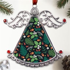 Pattern Forest Leaf Fruits Flowers Motif Metal Angel With Crystal Ornament by Amaryn4rt