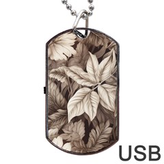 Plant Leaves Pattern Dog Tag Usb Flash (two Sides) by Amaryn4rt