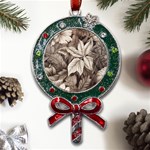 Plant Leaves Pattern Metal X Mas Lollipop with Crystal Ornament Front