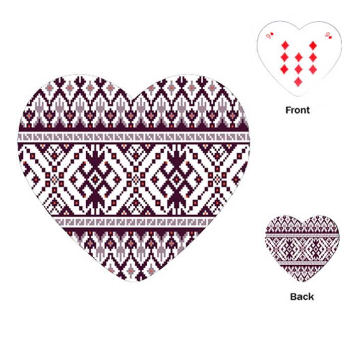 Illustration Ukrainian Folk Seamless Pattern Ornament Playing Cards Single Design (Heart)