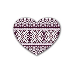 Illustration Ukrainian Folk Seamless Pattern Ornament Rubber Coaster (heart) by pakminggu