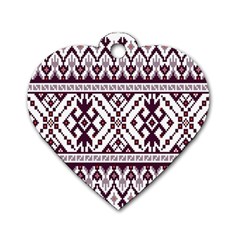 Illustration Ukrainian Folk Seamless Pattern Ornament Dog Tag Heart (two Sides) by pakminggu