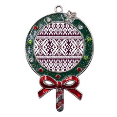 Illustration Ukrainian Folk Seamless Pattern Ornament Metal X mas Lollipop With Crystal Ornament by pakminggu