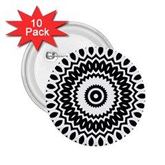 Circular Concentric Radial Symmetry Abstract 2 25  Buttons (10 Pack)  by pakminggu