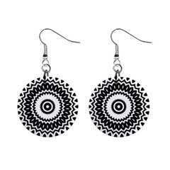 Circular Concentric Radial Symmetry Abstract Mini Button Earrings by pakminggu