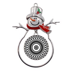 Circular Concentric Radial Symmetry Abstract Metal Snowman Ornament by pakminggu