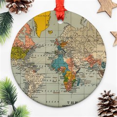 Vintage World Map Ornament (round) by pakminggu