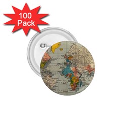 Vintage World Map 1 75  Buttons (100 Pack)  by pakminggu