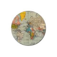 Vintage World Map Magnet 3  (round) by pakminggu