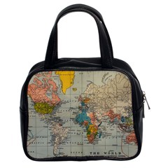 Vintage World Map Classic Handbag (two Sides) by pakminggu