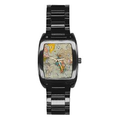 Vintage World Map Stainless Steel Barrel Watch by pakminggu