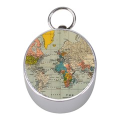 Vintage World Map Mini Silver Compasses by pakminggu