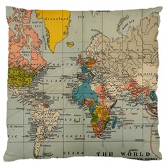 Vintage World Map Standard Premium Plush Fleece Cushion Case (two Sides) by pakminggu