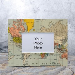 Vintage World Map White Tabletop Photo Frame 4 x6  by pakminggu