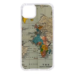 Vintage World Map Iphone 14 Plus Tpu Uv Print Case by pakminggu