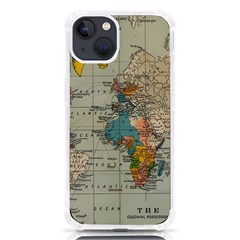 Vintage World Map Iphone 13 Tpu Uv Print Case