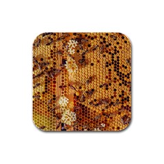 Bees Nature Animals Honeycomb Rubber Square Coaster (4 Pack) by pakminggu