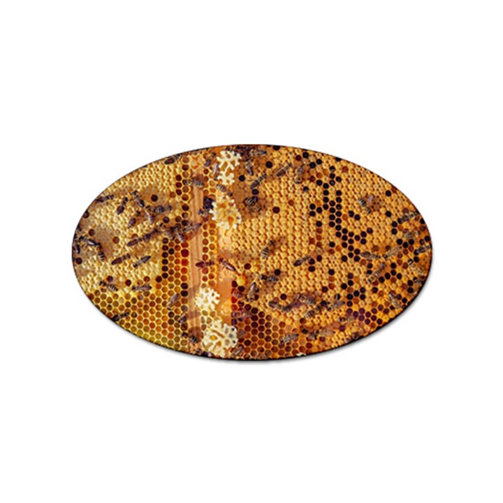 Bees Nature Animals Honeycomb Sticker (Oval)