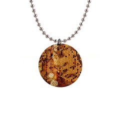 Bees Nature Animals Honeycomb 1  Button Necklace by pakminggu