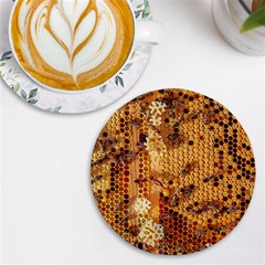 Bees Nature Animals Honeycomb Uv Print Round Tile Coaster by pakminggu