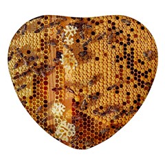 Bees Nature Animals Honeycomb Heart Glass Fridge Magnet (4 Pack)