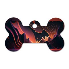 Fire Flame Burn Hot Heat Light Burning Orange Dog Tag Bone (two Sides) by pakminggu