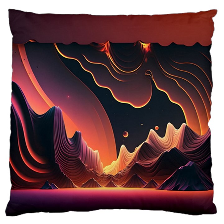 Fire Flame Burn Hot Heat Light Burning Orange Large Premium Plush Fleece Cushion Case (Two Sides)