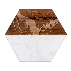 Fire Flame Burn Hot Heat Light Burning Orange Marble Wood Coaster (hexagon)  by pakminggu