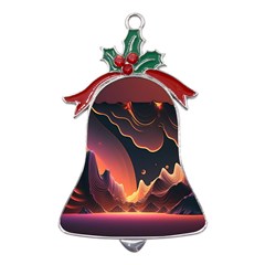 Fire Flame Burn Hot Heat Light Burning Orange Metal Holly Leaf Bell Ornament by pakminggu