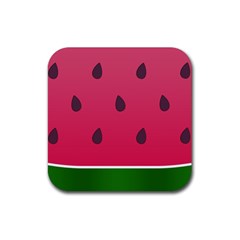 Watermelon Fruit Summer Red Fresh Food Healthy Rubber Coaster (square) by pakminggu