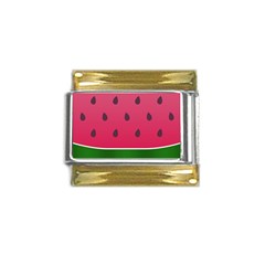 Watermelon Fruit Summer Red Fresh Food Healthy Gold Trim Italian Charm (9mm) by pakminggu