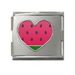 Watermelon Fruit Summer Red Fresh Food Healthy Mega Link Heart Italian Charm (18mm) by pakminggu