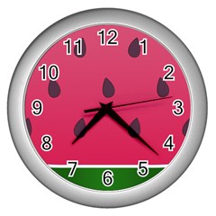 Watermelon Fruit Summer Red Fresh Food Healthy Wall Clock (silver) by pakminggu